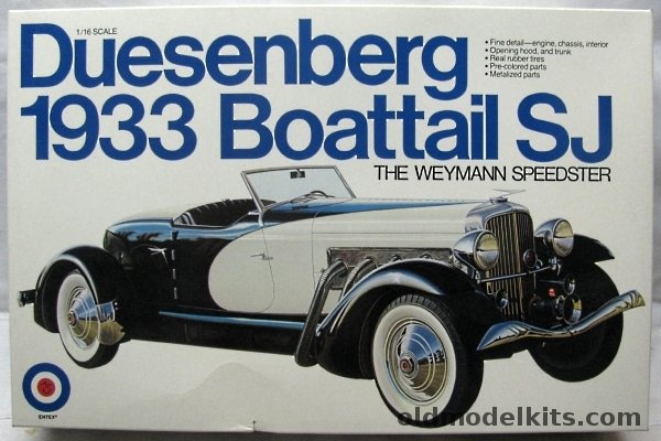 Entex 1/16 1933 Duesenberg SJ Boattail Wymann Speedster, 9135 plastic model kit
